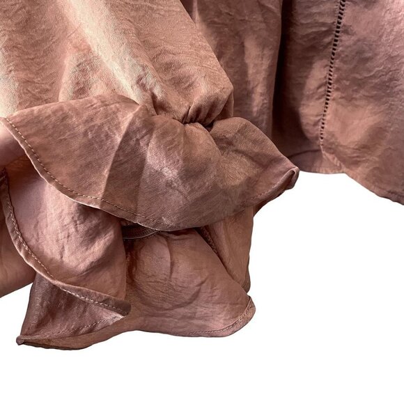 Altar'd State pink long sleeved ruffle blouse classic style boho lightweight - Picture 3 of 7